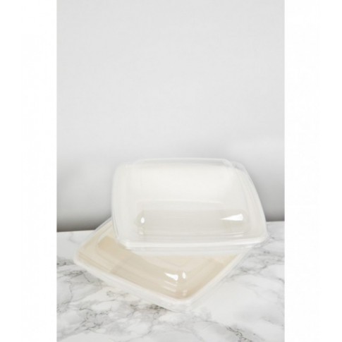 Saladier carré blanc en pulpe  195x195mm H45mm 750ml
