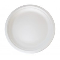 Assiette ronde blanche en pulpe Diam: 24,2 cm 24,2 x 24,2 x 2,3 cm