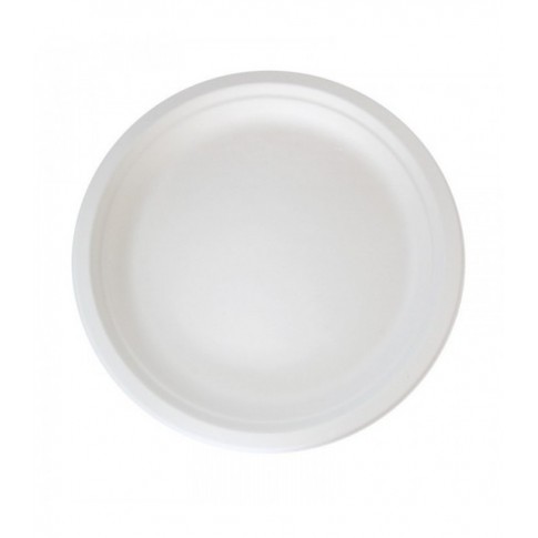 Assiette ronde blanche en pulpe