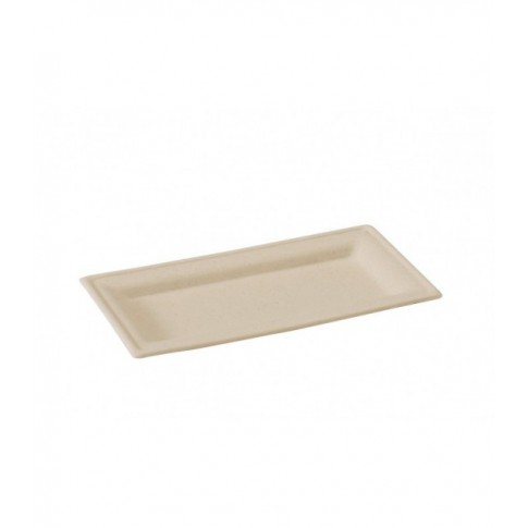 Assiette rectangulaire brune en pulpe  260x130mm