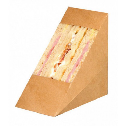 Triangle sandwich kraft double à fenêtre  72x123mm H123mm