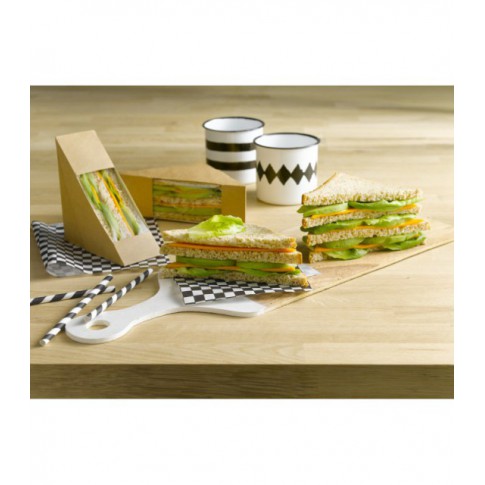 Triangle sandwich kraft double à fenêtre  72x123mm H123mm