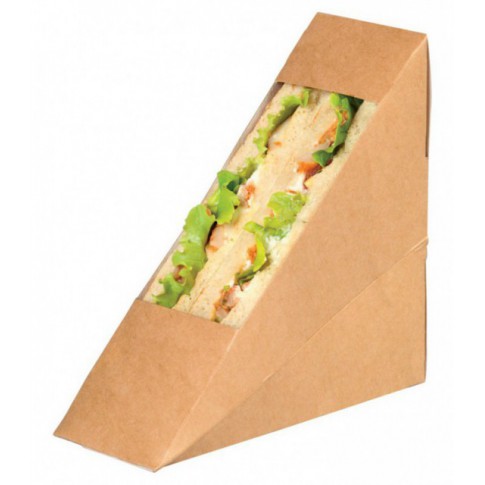 Triangle sandwich kraft simple à fenêtre  52x123mm H123mm