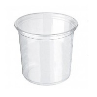Pot Deli rond PET transparent avec couvercle rentrant  H141mm 960ml