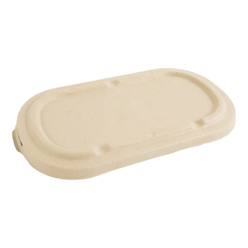 Couvercle plat rectangulaire brun en pulpe  240x135mm H15mm