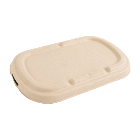 Couvercle plat rectangulaire brun en pulpe  205x123mm H15mm