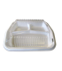 Plateau plastique PSE blanc 3 compartiments sans couvercle 220x250mm H30mm