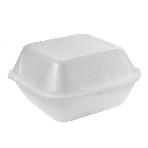 Coquille plastique PSE blanche hamburger  120x120mm H74mm