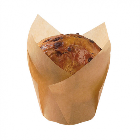 Caissette de cuisson forme tulipe en papier brun siliconé  H90mm