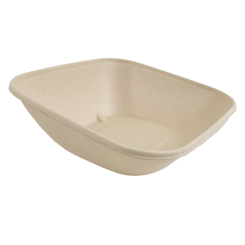 Bol scellable pulpe biseauté brun laminé PLA  183x183mm H70mm 900ml