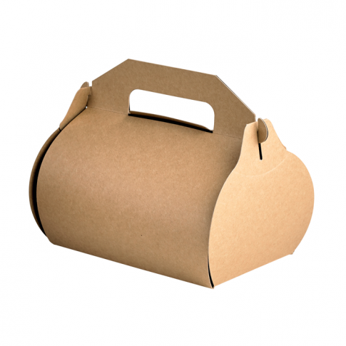 Boîte pâtissière haute carton kraft avec poignée 180x140mm H160mm