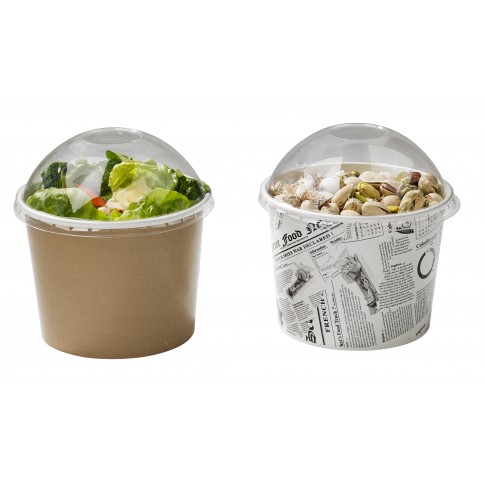 Pot "Deli" rond en carton décor brun 360ml Ø114mm  H54mm