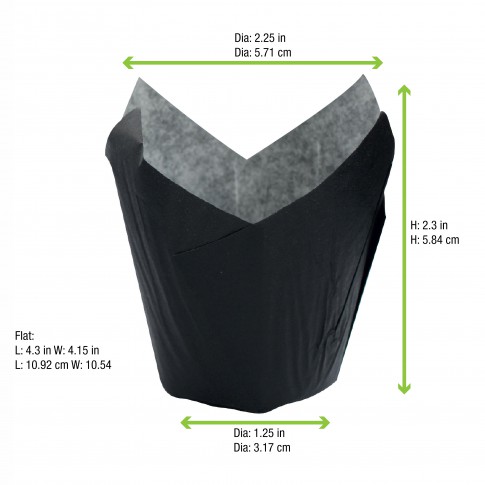 Caissette de cuisson forme tulipe en papier noir ingraissable