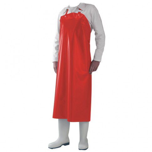 Tablier plastique PE rouge  690x1 070mm