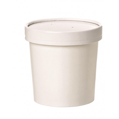 Pot carton blanc chaud et froid avec couvercle carton   H140mm 960ml