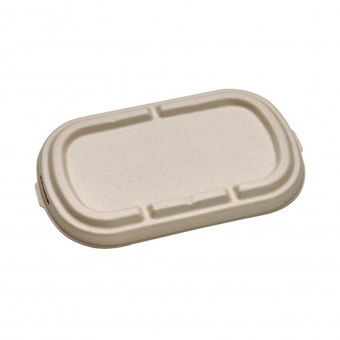 Couvercle plat rectangulaire brun en pulpe  240x135mm H15mm