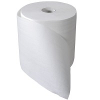 Bobine d'essuyage blanc 2 plis à devidage central Diam: 20 cm 21 x 19 cm