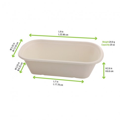 Boite rectangulaire brune en pulpe  230x135mm H65mm 1150ml