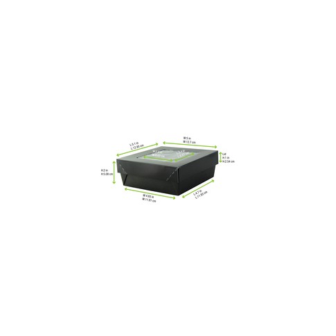 Boîte "Kray" carrée carton noir avec couvercle à fenêtre 135x135mm H50mm 700ml
