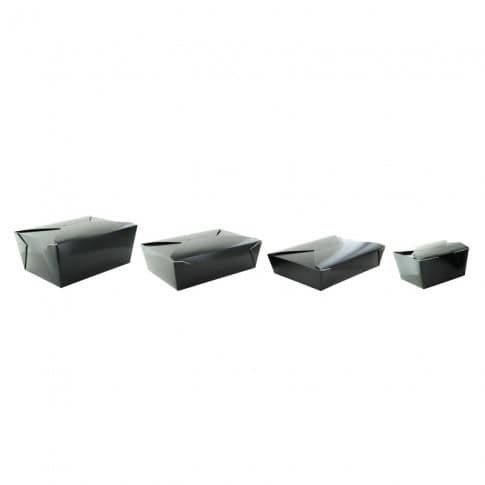 Boite repas pack 2 noire  215x160mm H50mm 1000ml