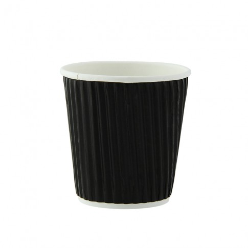 Gobelet carton double paroi noir "Rippley"   H62mm 120ml