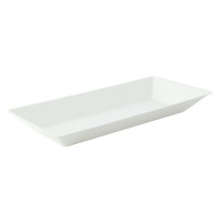 Assiette rectangulaire blanche en pulpe 500 ml 26 x 13 x 2,8 cm