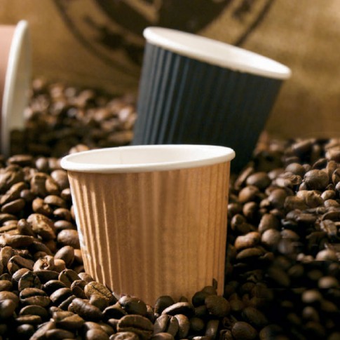 Gobelet carton double paroi noir "Rippley"   H62mm 120ml