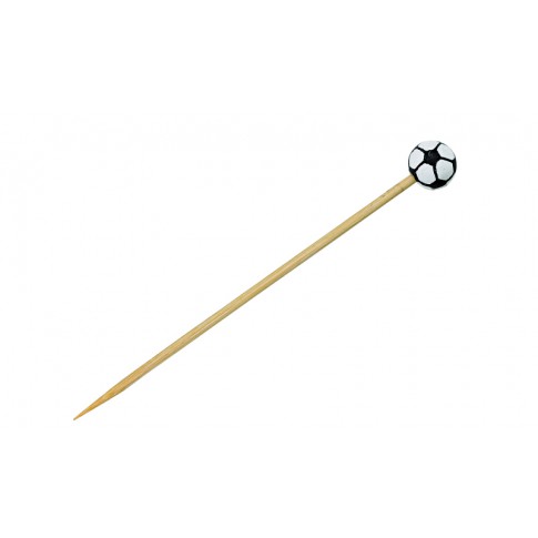 Pique bambou avec une extrémité décor football  H120mm