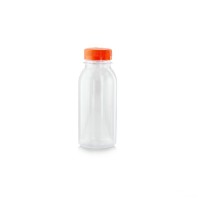 Bouteille plastique PET transparente avec bouchon orange 250ml   H150mm