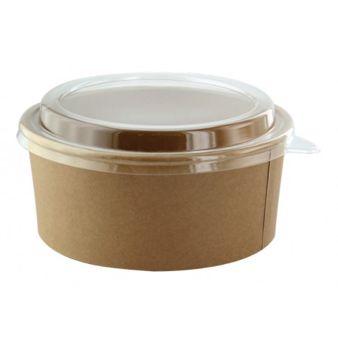 Saladier rond kraft "Buckaty" et couvercle PET   H50mm 550ml