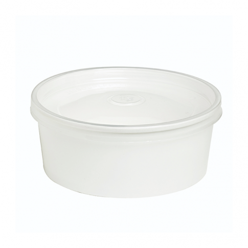 Saladier rond Blanc "Buckaty" et couvercle PET   H67mm 1 140ml