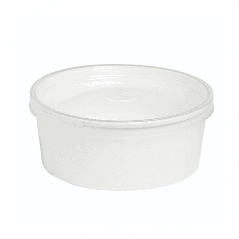 Combo Saladier rond Blanc "Buckaty" et couvercle PET    H50mm 550ml