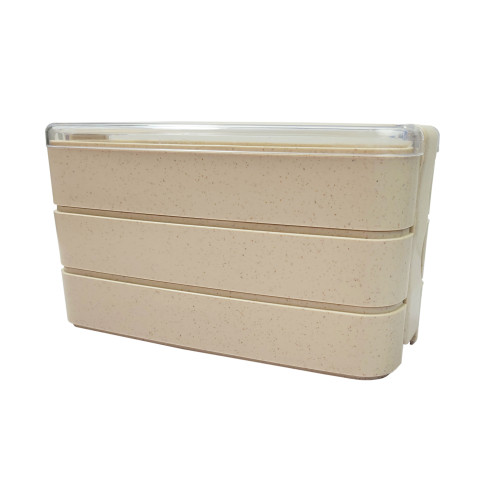 Huskly Bento Box 3 Comp Remployable Composite Beige  -900Ml X20Pcs