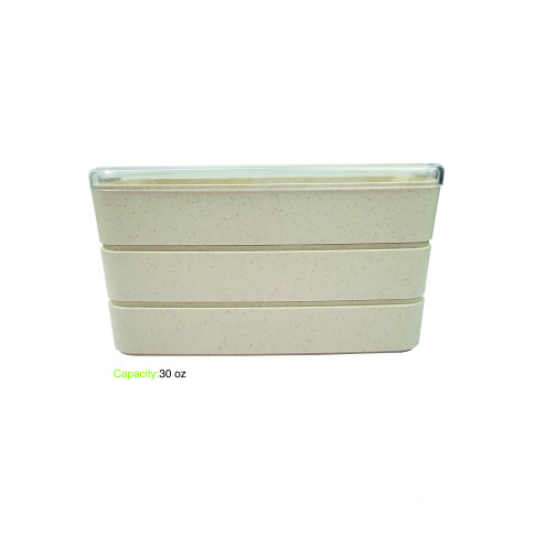 Huskly Bento Box 3 Comp Remployable Composite Beige  -900Ml X20Pcs