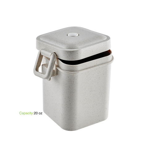 Huskly Pot Ã€ Soupe + Couvercle Remployable Composite Beige -600Ml X25Pcs