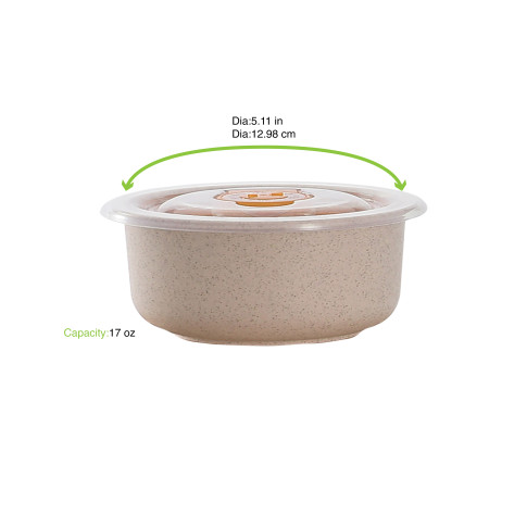 Huskly Bol Reutilisable En Composite Beige Avec Couvercle Pp 500Ml X30Pcs