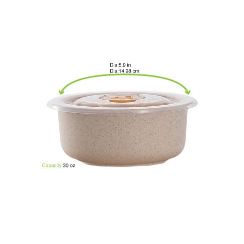 Huskly Bol Reutilisable En Composite Beige Avec Couvercle Pp 900Ml X20Pcs
