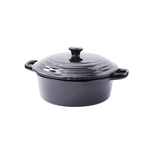 Mini Soupiere Ronde Avec Couvercle En Porcelaine  Noire 600Ml Dia200Mm X 6 Pcs