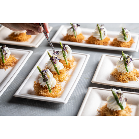 Assiette rectangulaire blanche en pulpe