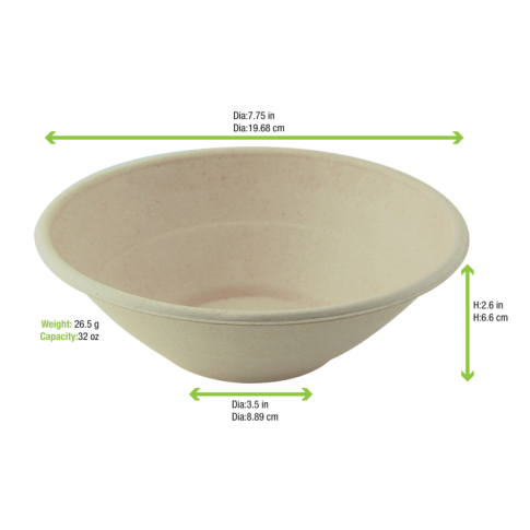BOL ROND PULPE BRUN 32OZ DIAM 196MM X250PCS (2X125PCS)