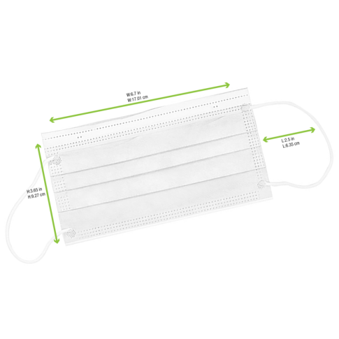 MASQUE NON-TISSE 3 PLIS GRAND PUBLIC 175X95 MM  - X100 PCS