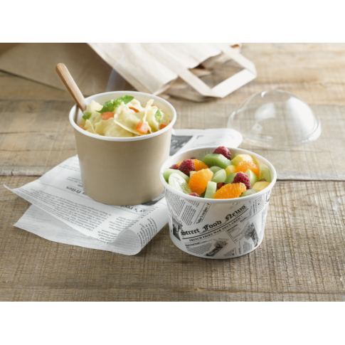 Pot "Deli" rond en carton kraft 700 ml Diam: 11,4 cm 11,4 x 9,1 x 9,8 cm
