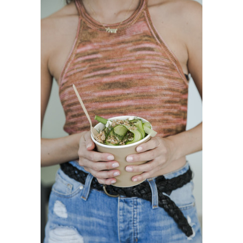 Pot "Deli" rond en carton kraft 700 ml Diam: 11,4 cm 11,4 x 9,1 x 9,8 cm