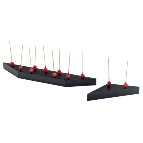 Plateau bambou triangulaire noir pour 3 pics "Sima"    H20mm