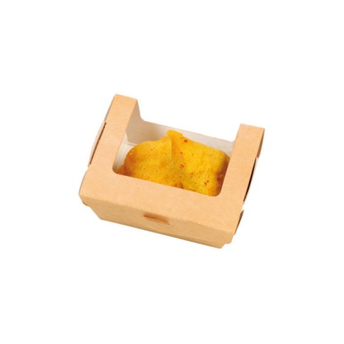 Boîte salade carton kraft brun à fenêtre 1100ml   H40mm