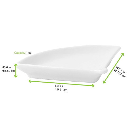 Mini plat éventail en porcelaine blanc    H14mm