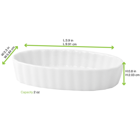Mini moule ovale en porcelaine blanc    H20mm