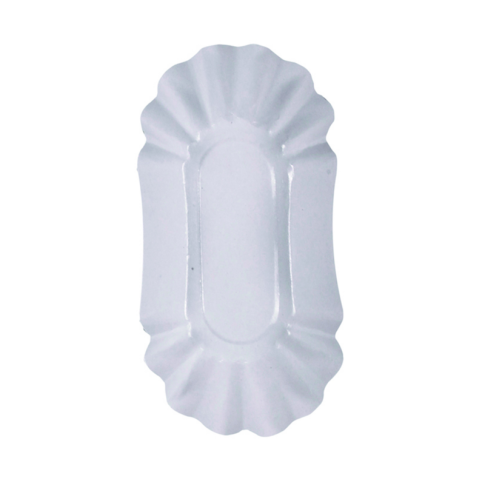 Assiette creuse ovale en carton laminé blanc 19,5 x 11 x 3,2 cm