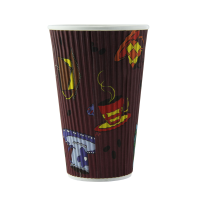 Gobelet carton double paroi décor "Tea Cup" 400 ml Diam: 9 cm 9 x 13,5 cm