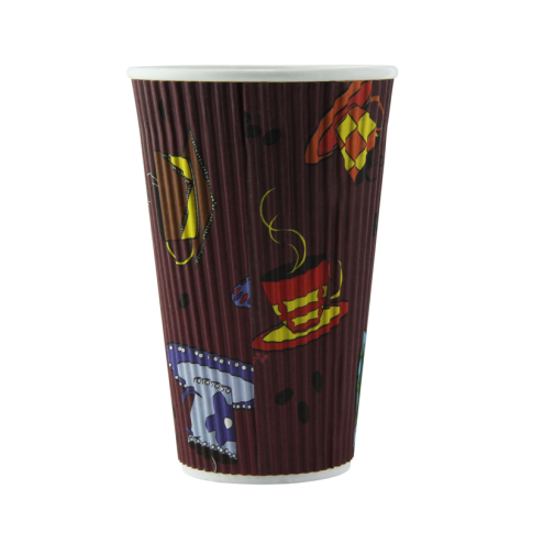 Gobelet carton double paroi décor "Tea Cup" 400 ml Diam: 9 cm 9 x 13,5 cm